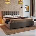 Кровать Perrino Ривьера (Triniti grey, 140х190, ножки 5 см хром, решетка Стандарт, без ящика, дно Нет)
