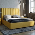 Кровать Perrino Альтаир (Triniti yellow, 180х200, ножки 5 см хром, решетка Стандарт, без ящика, дно Нет)